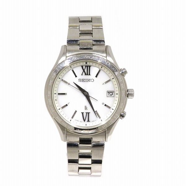 セイコー SEIKO ルキア 7B27-0AB0 電波ソーラー ホワイト文字盤 デイト 時計 腕時計 メンズ
