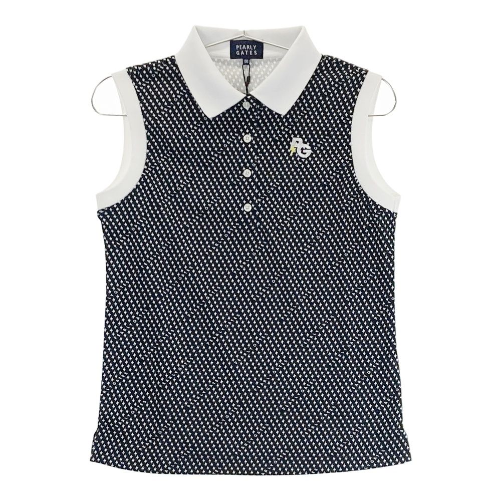 サイズ 00 PEARLY GATES パーリーゲイツ 055-2260624 ノースリーブポロシャツ イナズマ 総柄 ブラック系 240101535136 ゴルフウェア レディース ストスト