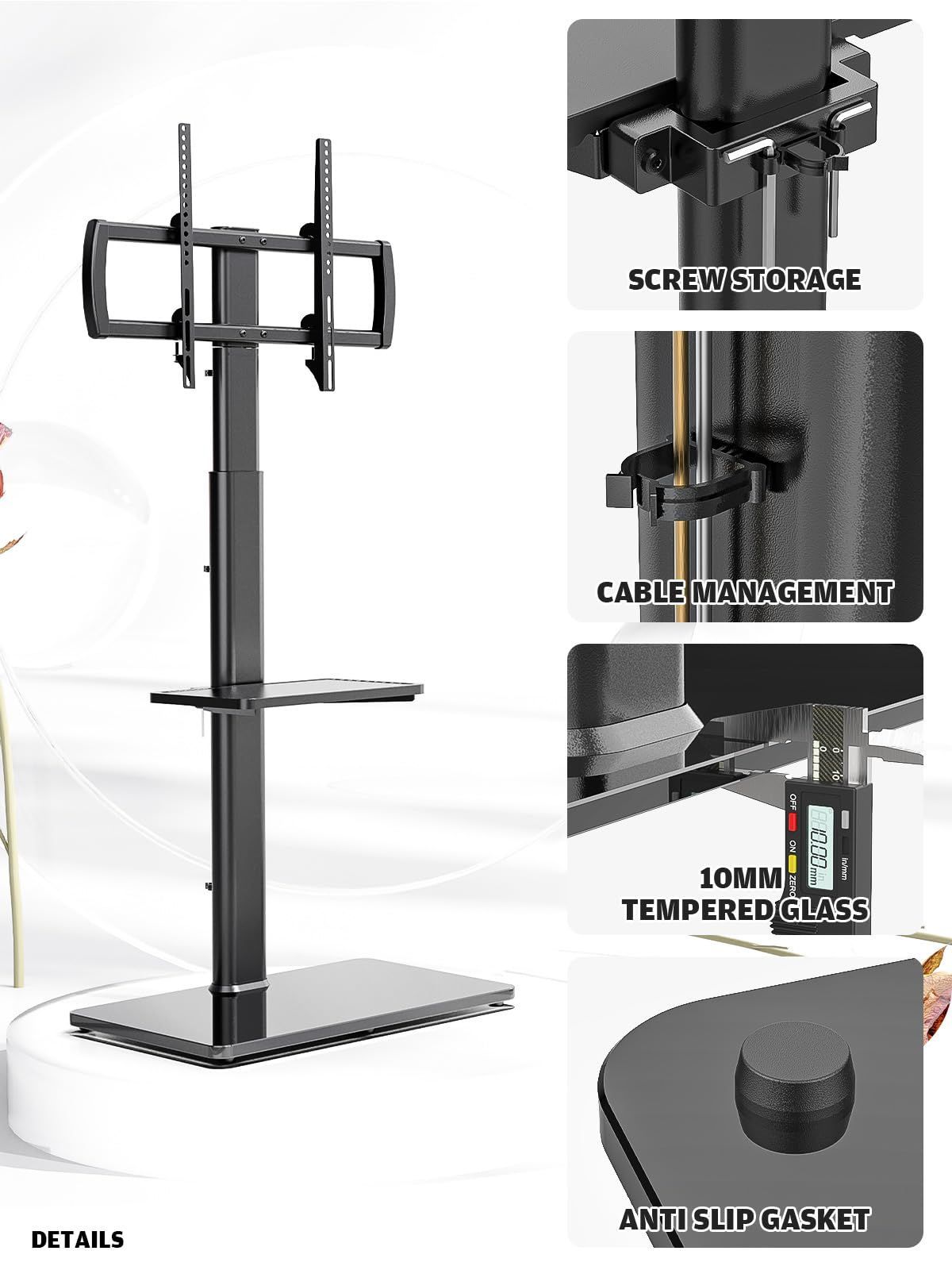  TV OLED LED 棚 ほとんどの27 65インチのLCD 省スペース設計 コーナー-寝室に最適 高さ調節 80度回転 HT 2002 B マウント付き ユニバーサルフロアテレビスタンド その他 レコーダー