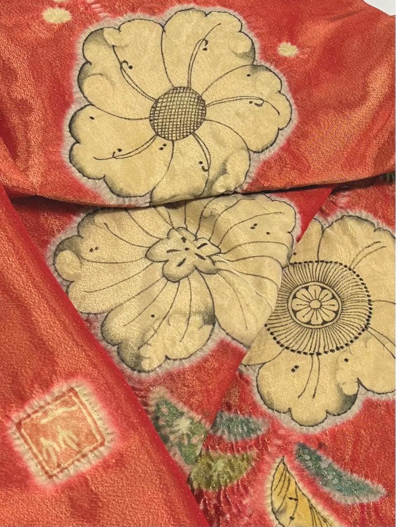 初代 久保田一竹 落款入 辻ヶ花 金通し 絞り 手描き 正絹 躾糸付き