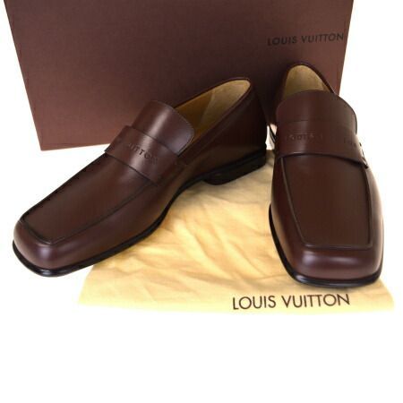 【中古】 未使用 ルイヴィトン LOUIS VUITTON ローファー ビジネスシューズ 靴 ブラウン レザー メンズ 7 26-26.5cm 88BJ879