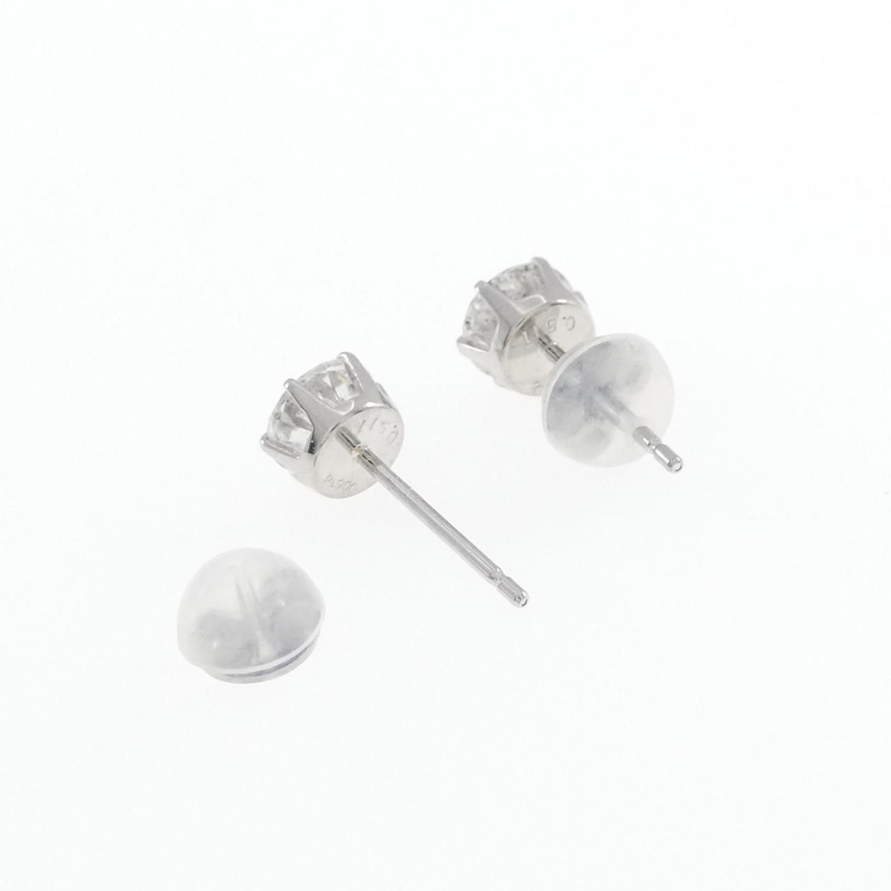 K14WG フラワー K14WG ソリティア ダイヤモンド イヤリング 0.30CT 