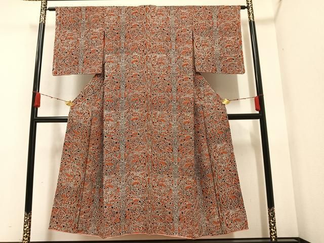 平和屋着物▽アンティーク 大正ロマン 小紋 草花文 正絹 逸品