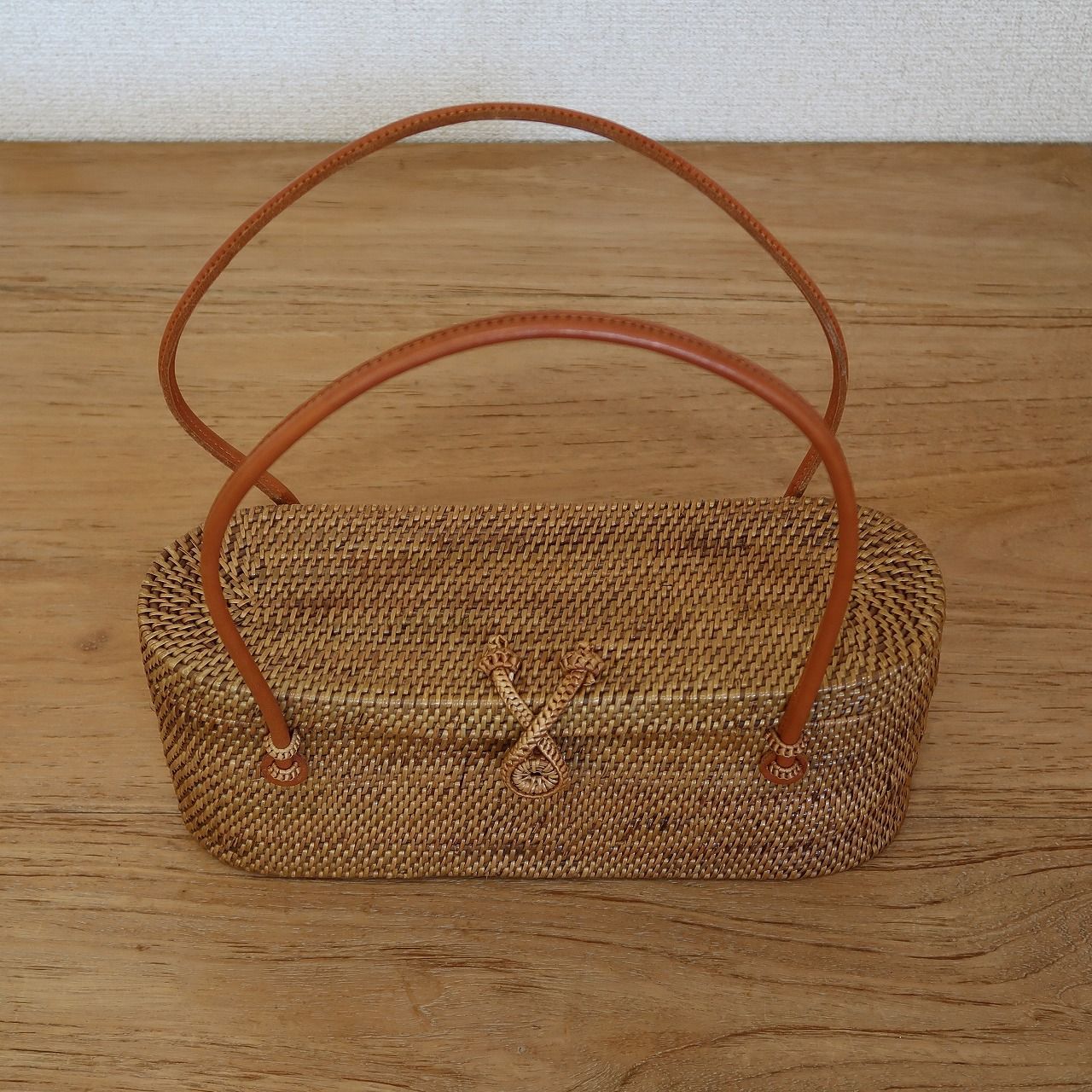 アタバッグ 蓋つき オーバル ナチュラル 29X9X11 カゴバッグ