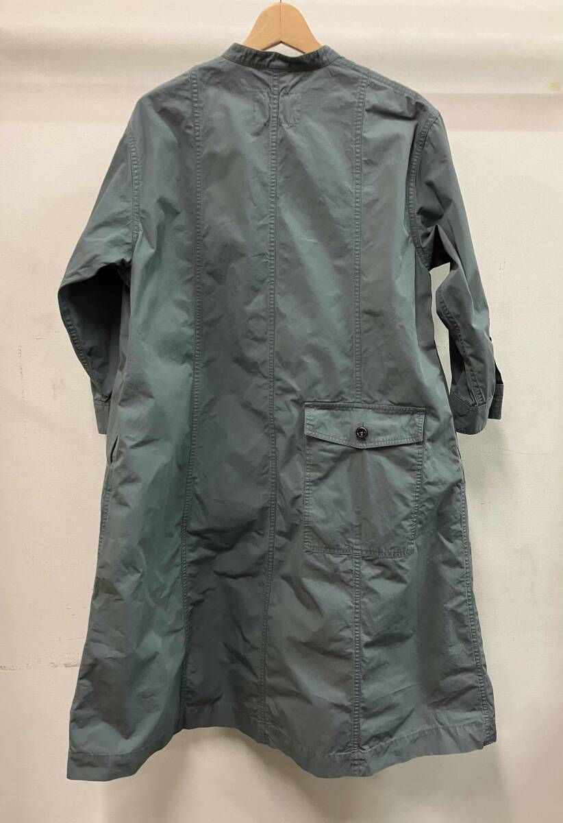 MHL エムエイチエル 長袖ワンピース 595-328500 DRY COTTON POPLIN バンドカラー ワンピース 23AW コットン サイズI グリーン