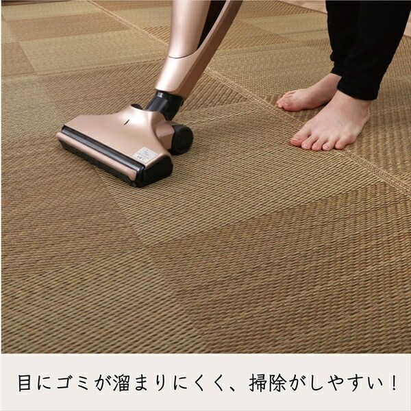 リッチな い草 カーペット ござ 江戸間8畳 約348×352cm ブラック 防炎 抗菌 防臭 国産 市松柄 ラグ マット 敷き物 い草マット イ草マット