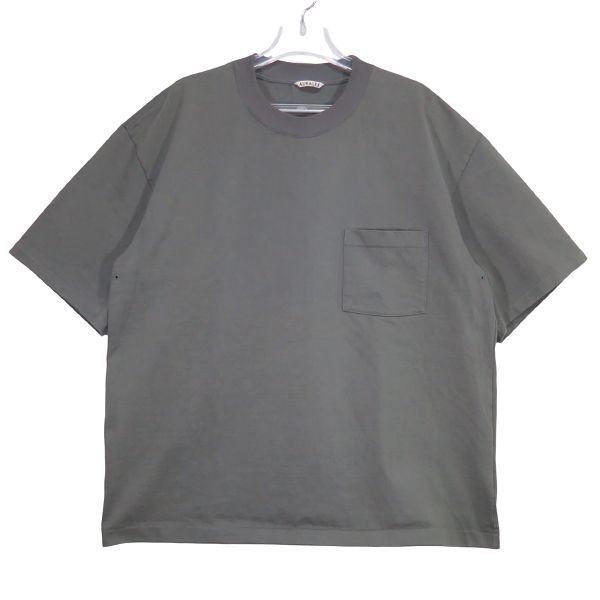 AURALEE オーラリー HEAVY WEIGHT TEE A24ST01SU ヘビーウェイト ポケット Tシャツ グレー クルーネック ショートスリーブ カットソー 半袖 ポケT サイズ5 octz