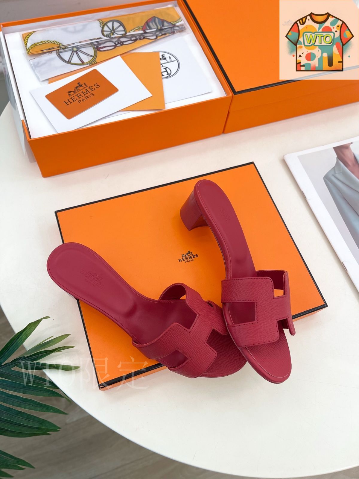 HERMES エルメス サマー ヒット 太ヒール スリッパー03-EM28