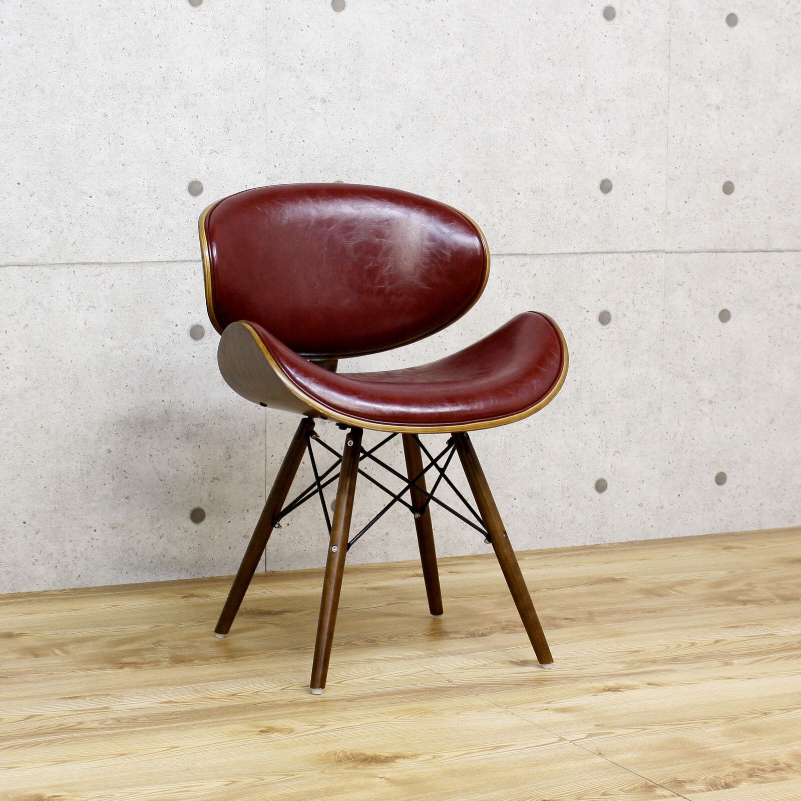 ♪ミッドセンチュリー デザインチェア ワインレッド チェア ダイニングチェア ワークチェア オフィスチェア カフェチェア