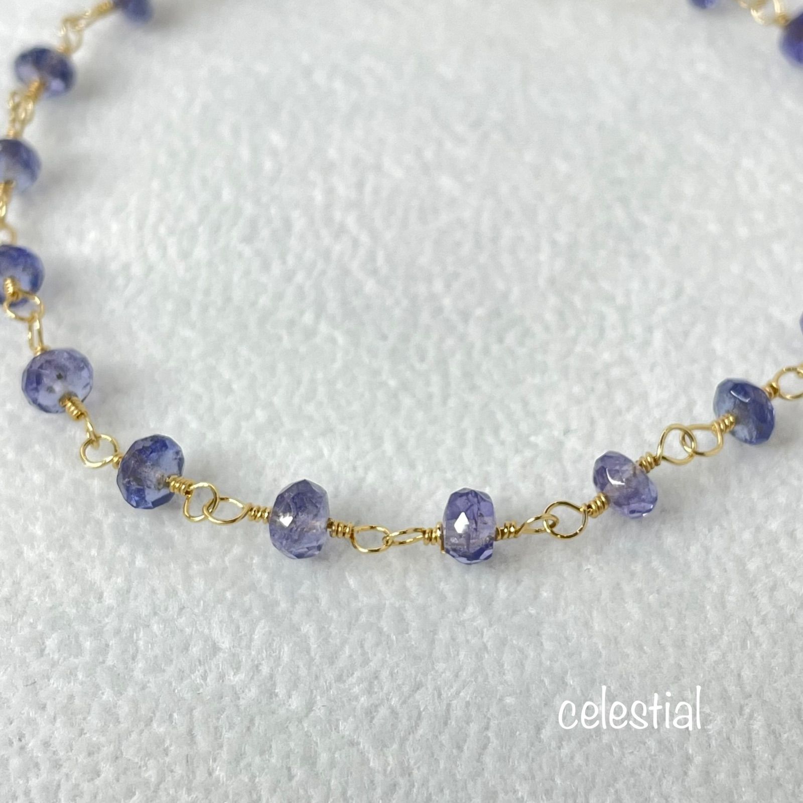 高品質タンザナイトのワイヤーブレスレット୨୧ 14kgf タンザナイトの