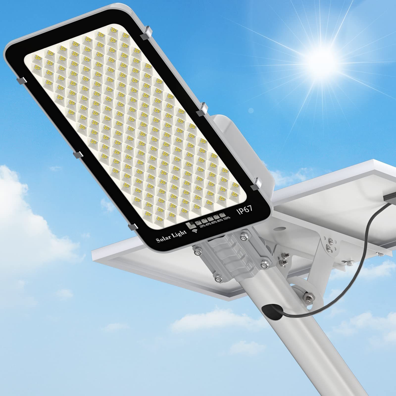 ☆ソーラー 街灯 600W センサーライト 跪い 屋外 人感 4つ照明モード 