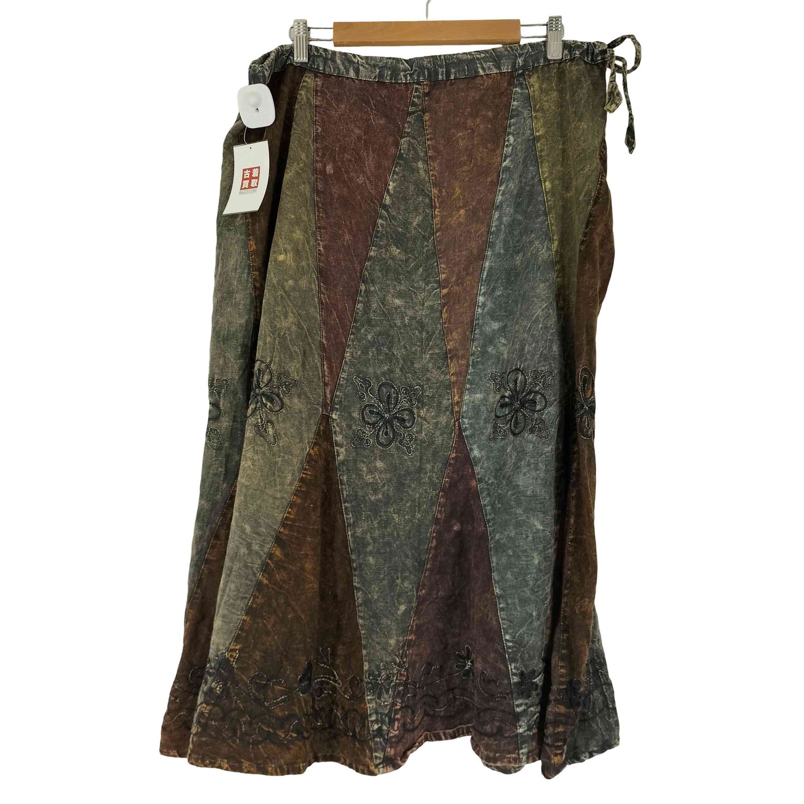ユーズドフルギ USED古着 刺繍 ドローコード付き 加工デザインスカート  