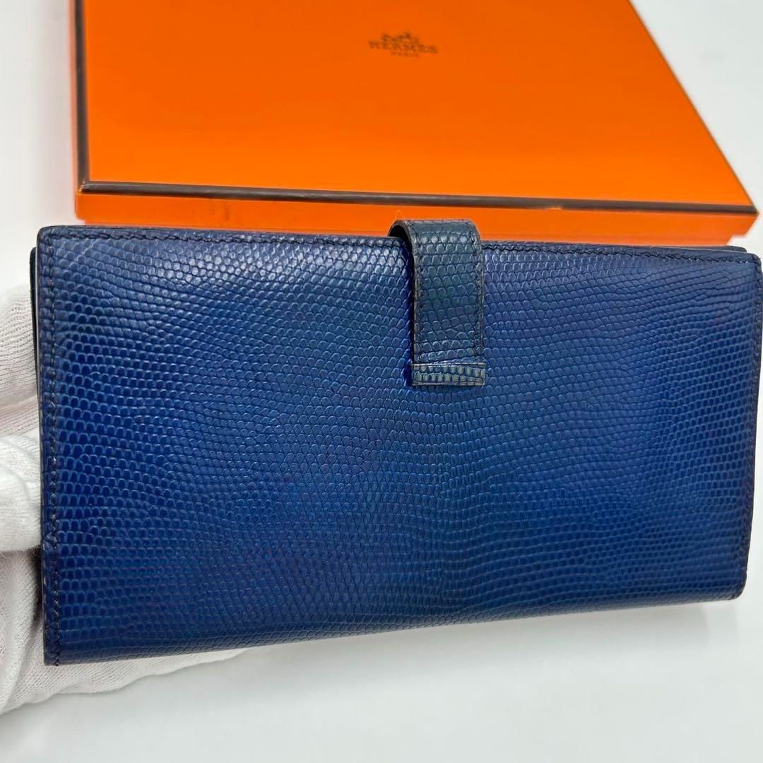 エルメス HERMESベアンリザード二つ折り長財布