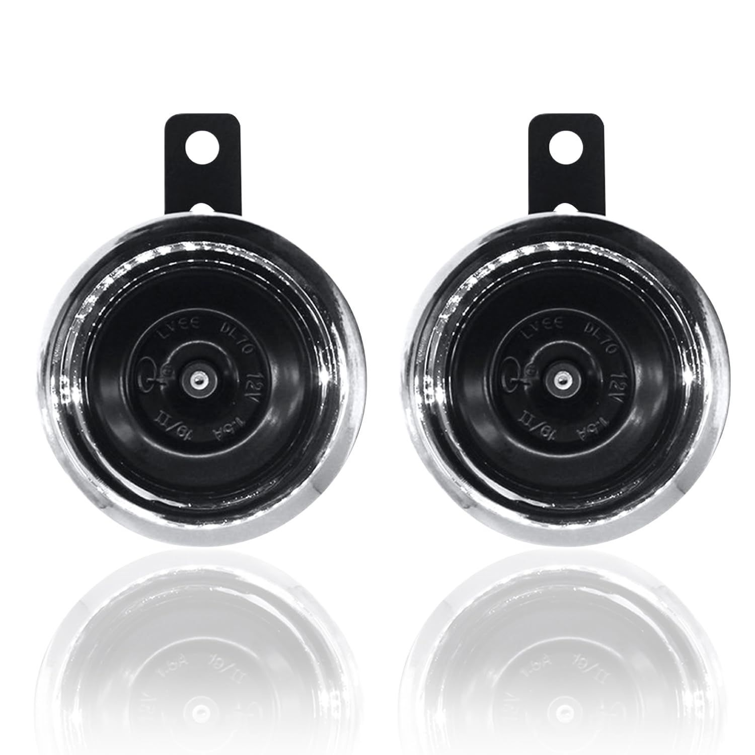 【人気商品】RIZES バイク ブラック 電動バイク バイク用品 12v メッキ ダブル ホーン 小型 トラック ステー オートバイ スクーター クラクション 汎用 2個