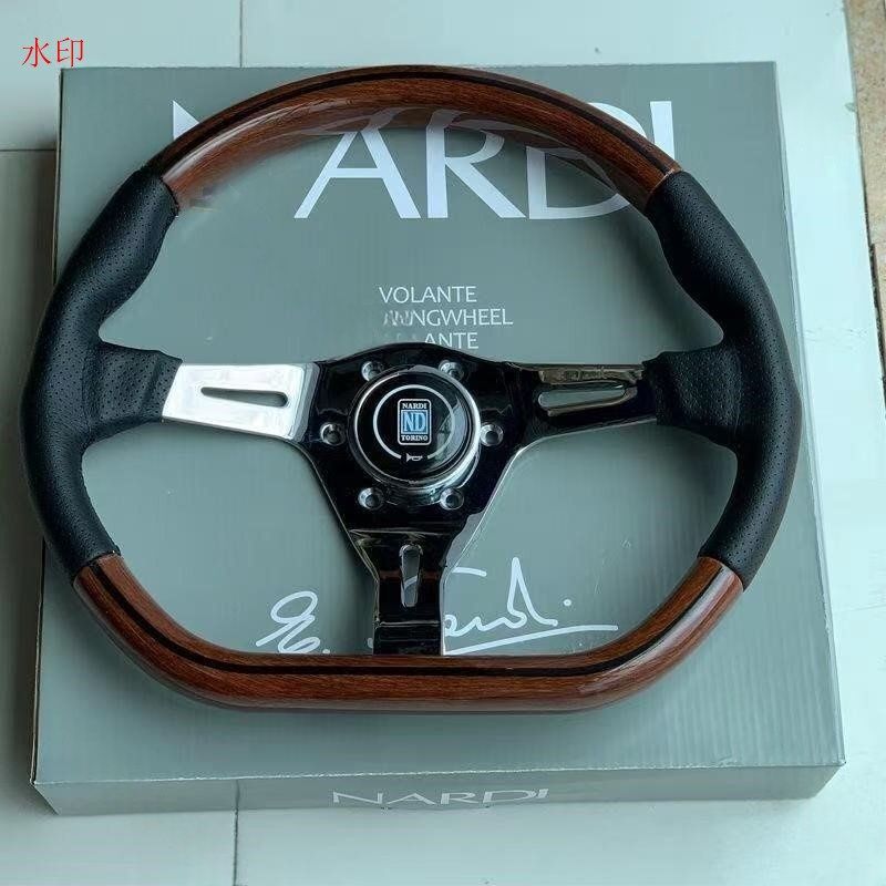 復古 Nardi ステアリング D型 ウッド調 カリスタ風 スポーツステアリングホイール 車ハンドル350mm 14インチ レース ドリフ