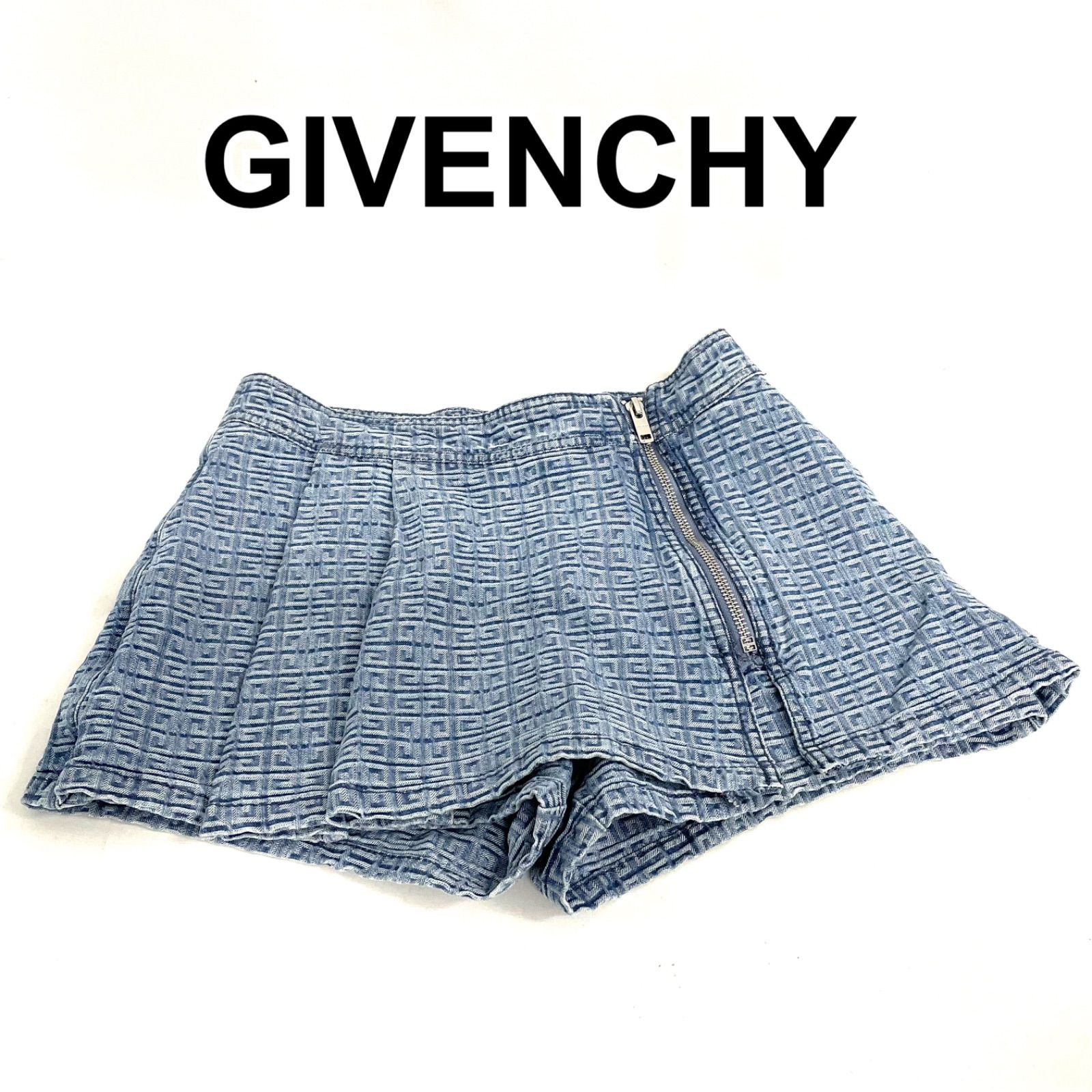 Bランク】 GIVENCHY ジバンシー デニム ショートパンツ ライトブルー 