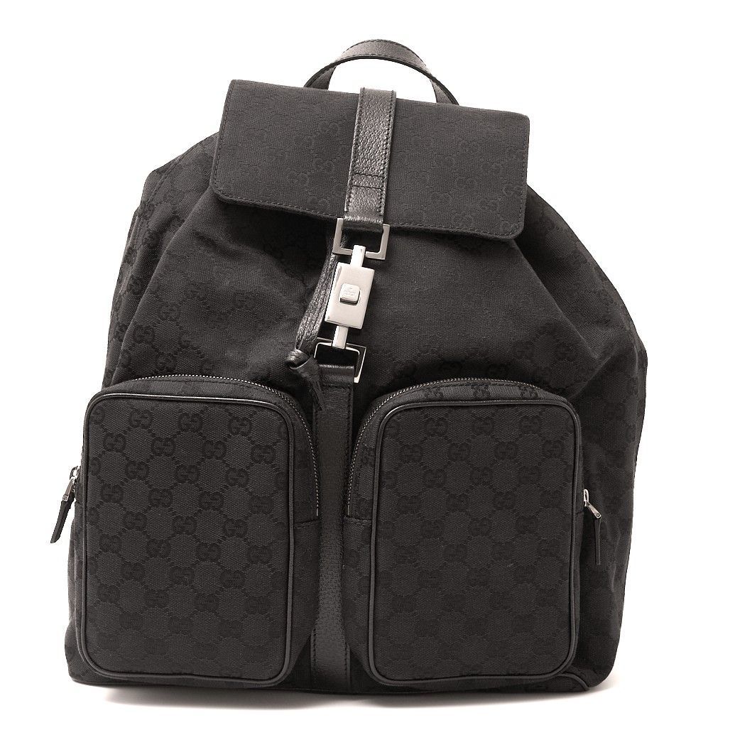 GUCCI ジャッキー GGキャンバス リュック 巾着 フラップ　黒 GUCCI グッチ ジャッキー GGキャンバス バックパック 114551