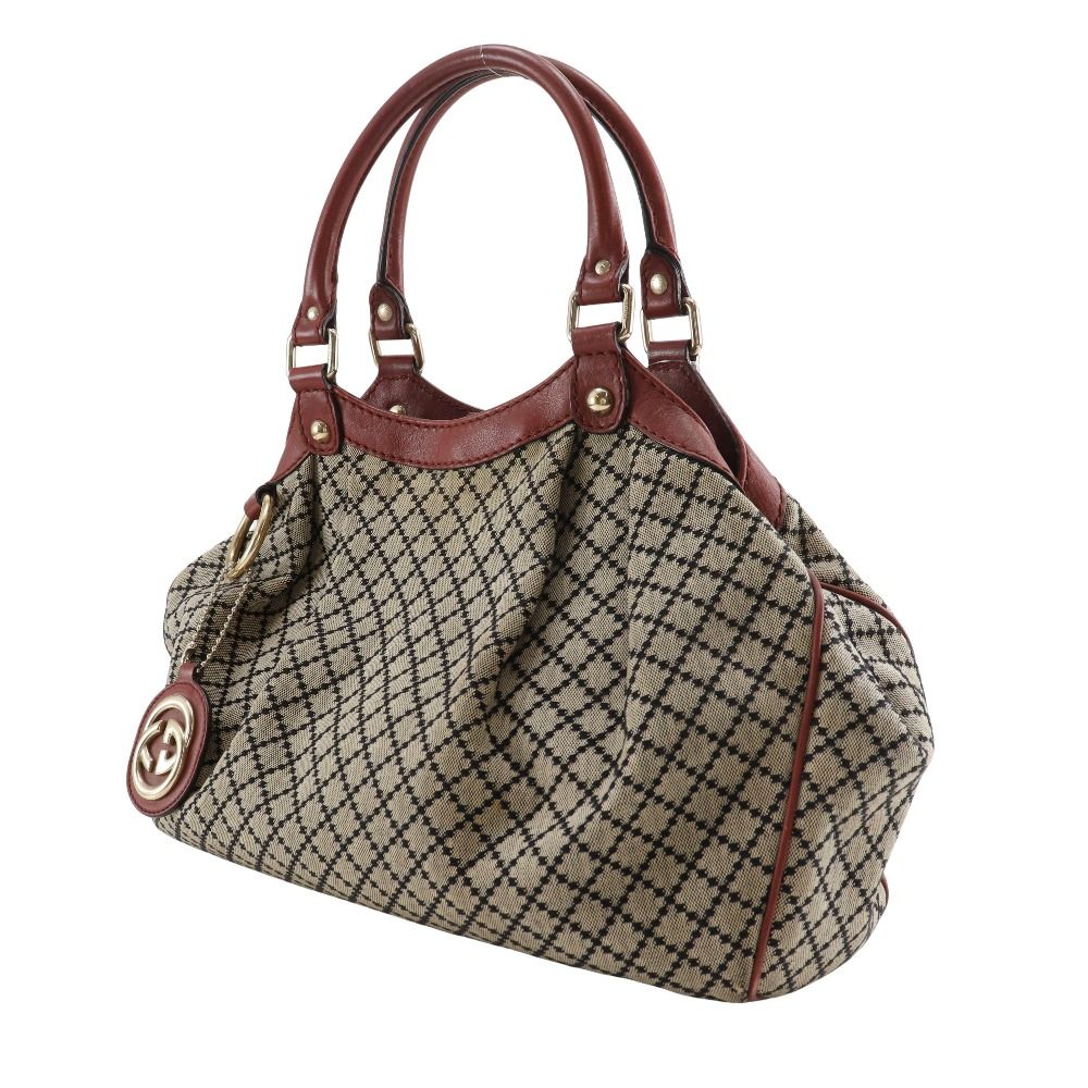 グッチ 211944 トートバッグ ベージュ  GUCCI キャンバス ディアマンテ GUCCI】グッチ スーキー ディアマンテ 211944 キャンバス ベージュ/赤