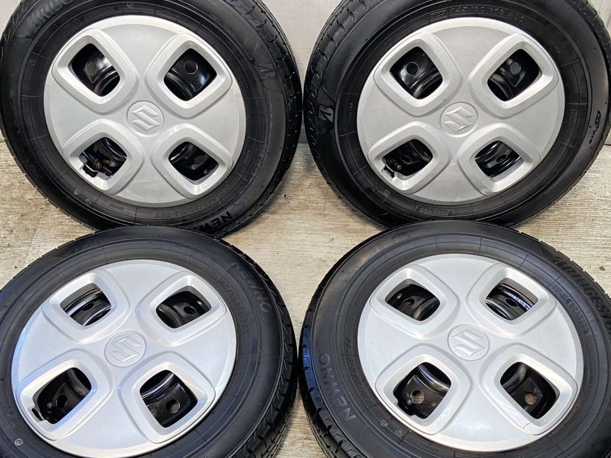 145/80R13 ブリヂストン NEWNO スズキ純正 13x4.0 100-4穴 中古タイヤ 