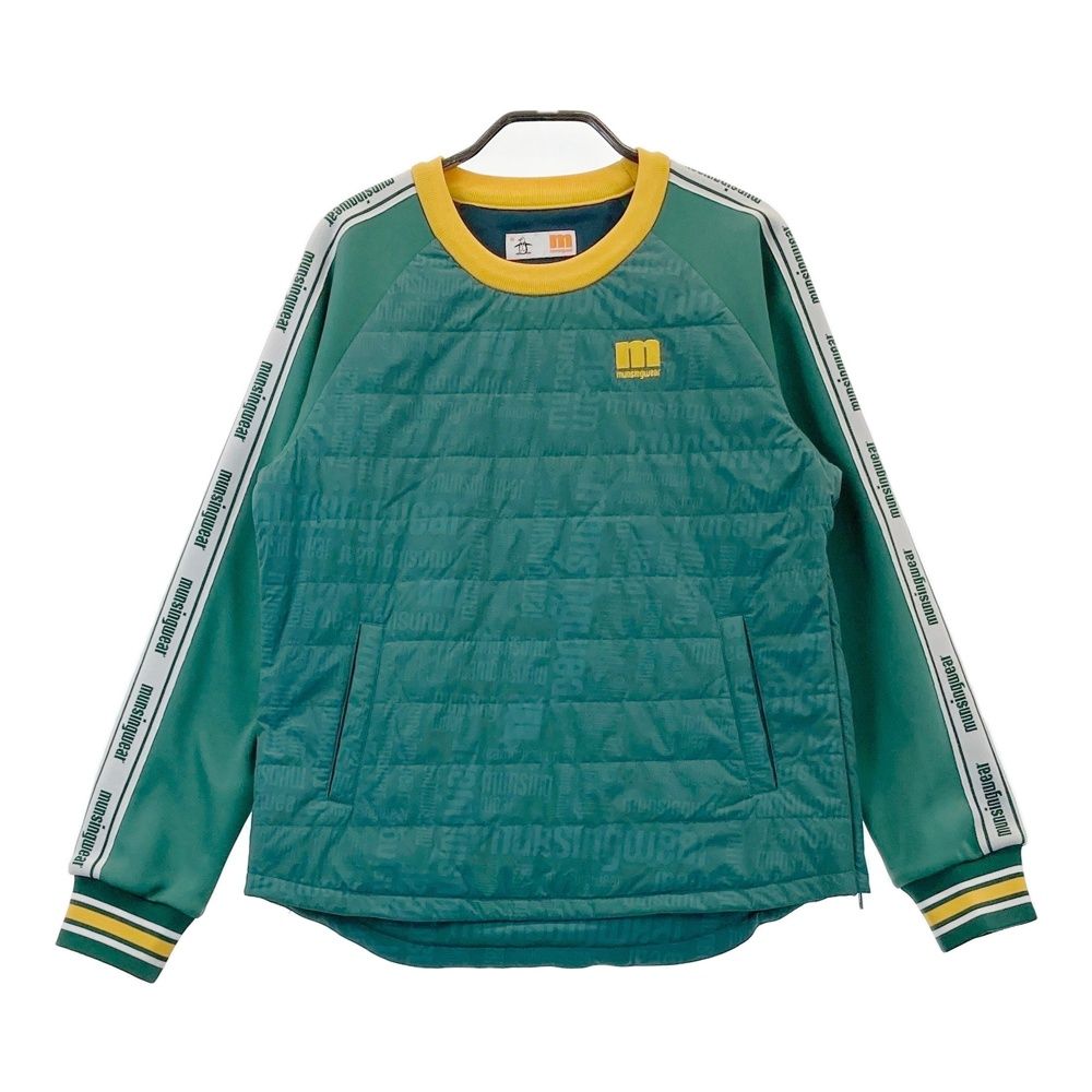 サイズ M MUNSING WEAR マンシングウェア 裏フリース切替 中綿ジャケット ロゴ 総柄 グリーン系 240101470811 ゴルフウェア レディース ストスト