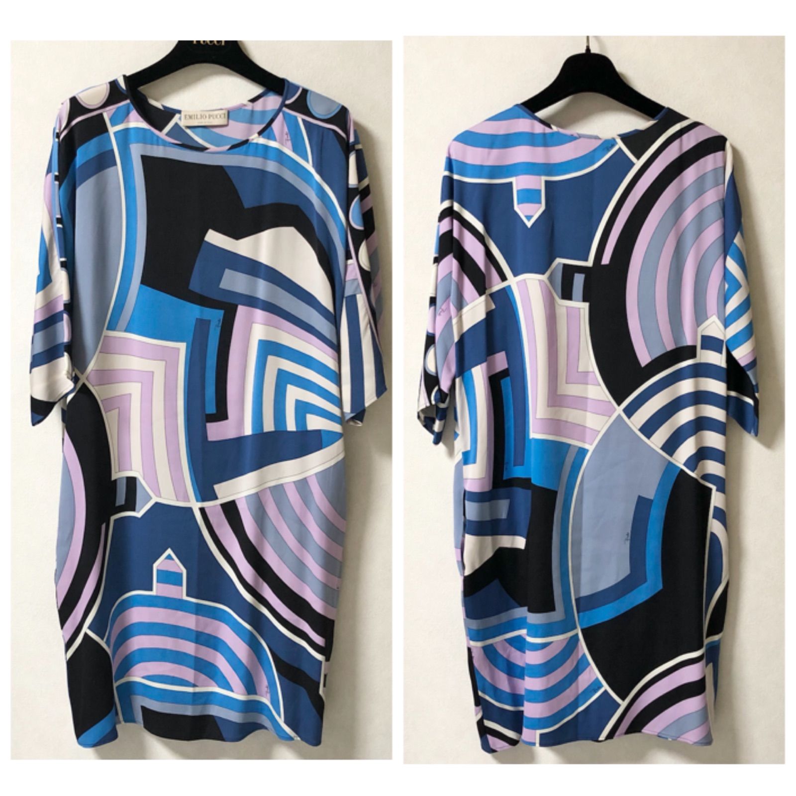 良品 EMILIO PUCCI エミリオプッチ 長袖 プッチ柄ストレッチワンピース 