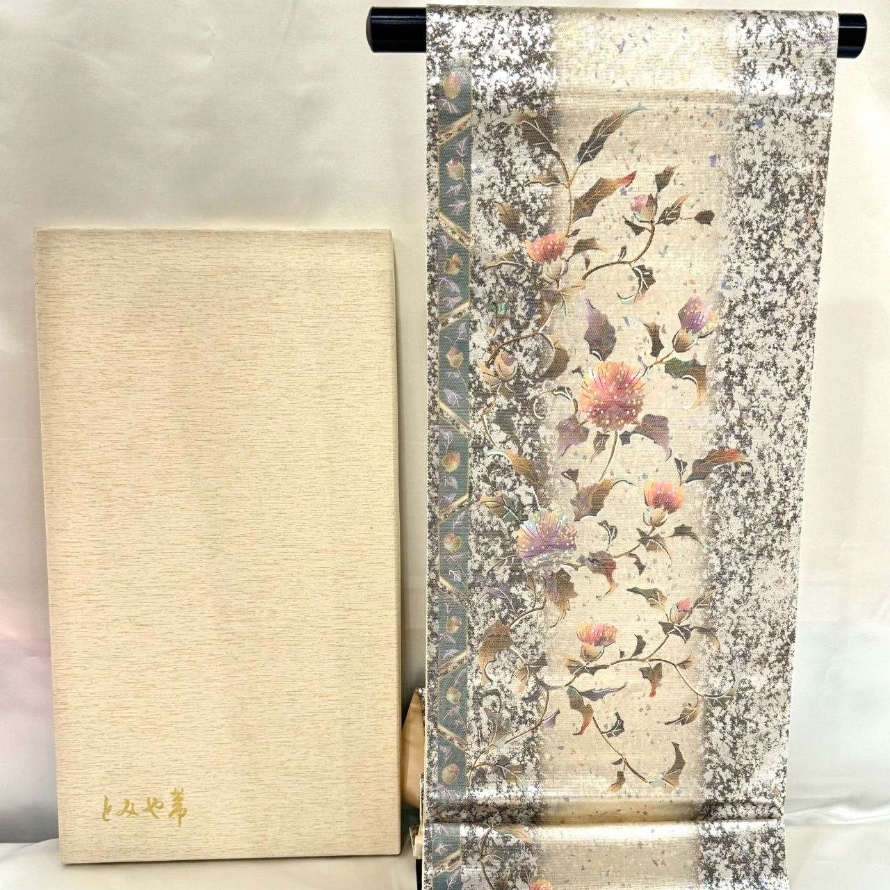 新品】高級袋帯 正絹 着物 訪問着 礼装用 刺繍 アザミ 花 新品】高級袋帯 正絹 着物 訪問着 礼装用 刺繍 アザミ 花