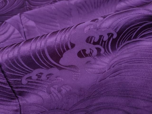 平和屋着物○豪華振袖 立波飛鶴地紋 紫紺色 正絹 逸品 DAAW5739ud