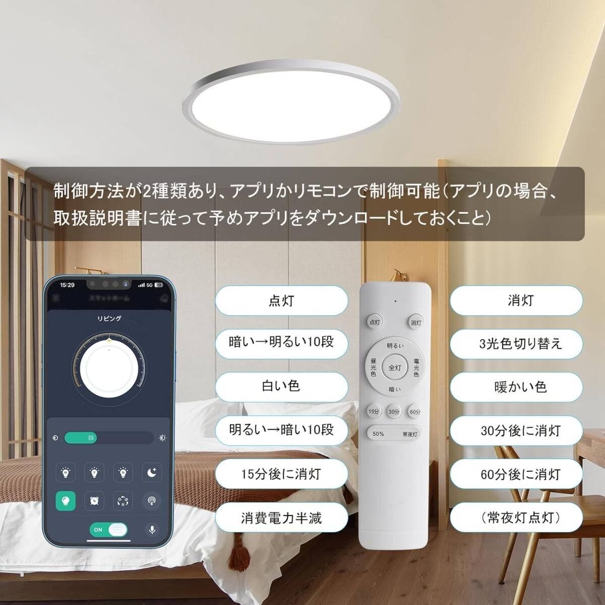 HS606224714835] LED シーリングライト 6畳 蛍光灯 電気 29W