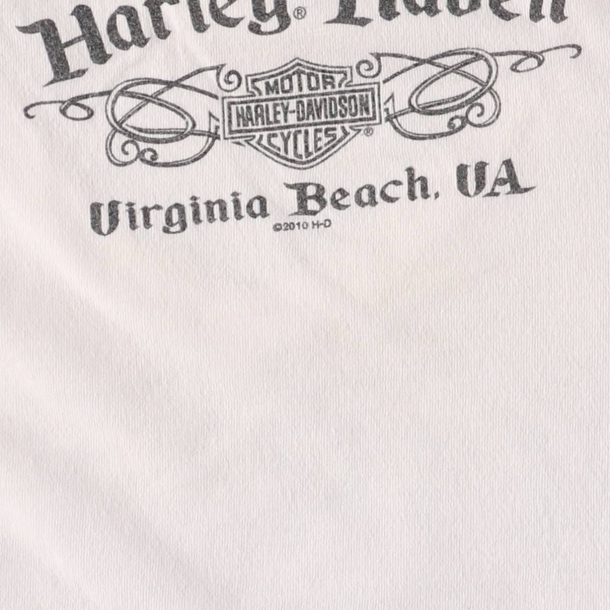 Harley Davidson - 古着 ハーレーダビッドソン Harley-Davidson Vネック キャップスリーブ 大判プリント モーターサイクル バイクTシャツ レディースS相当 /eaa561323 古着 ハーレーダビッドソン Harley-Davidson Vネック キャップスリーブ