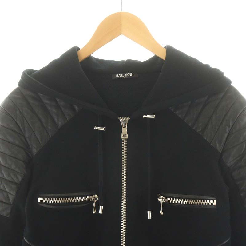 極美品BALMAIN（バルマン）黒Lジップアップフーディースウェットパーカー 極美品BALMAIN（バルマン）黒Lジップアップフーディースウェット