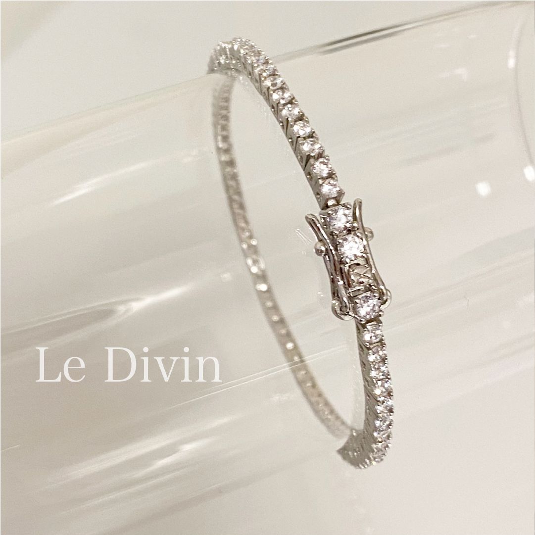 2mm／16cm 人工ダイヤモンド テニスブレスレットS925プラチナ