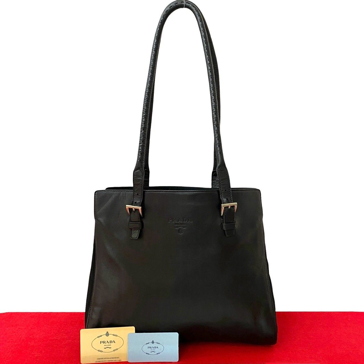 ✨美品 PRADA プラダ トートバッグ ブラック 黒 ナイロン レザー 
