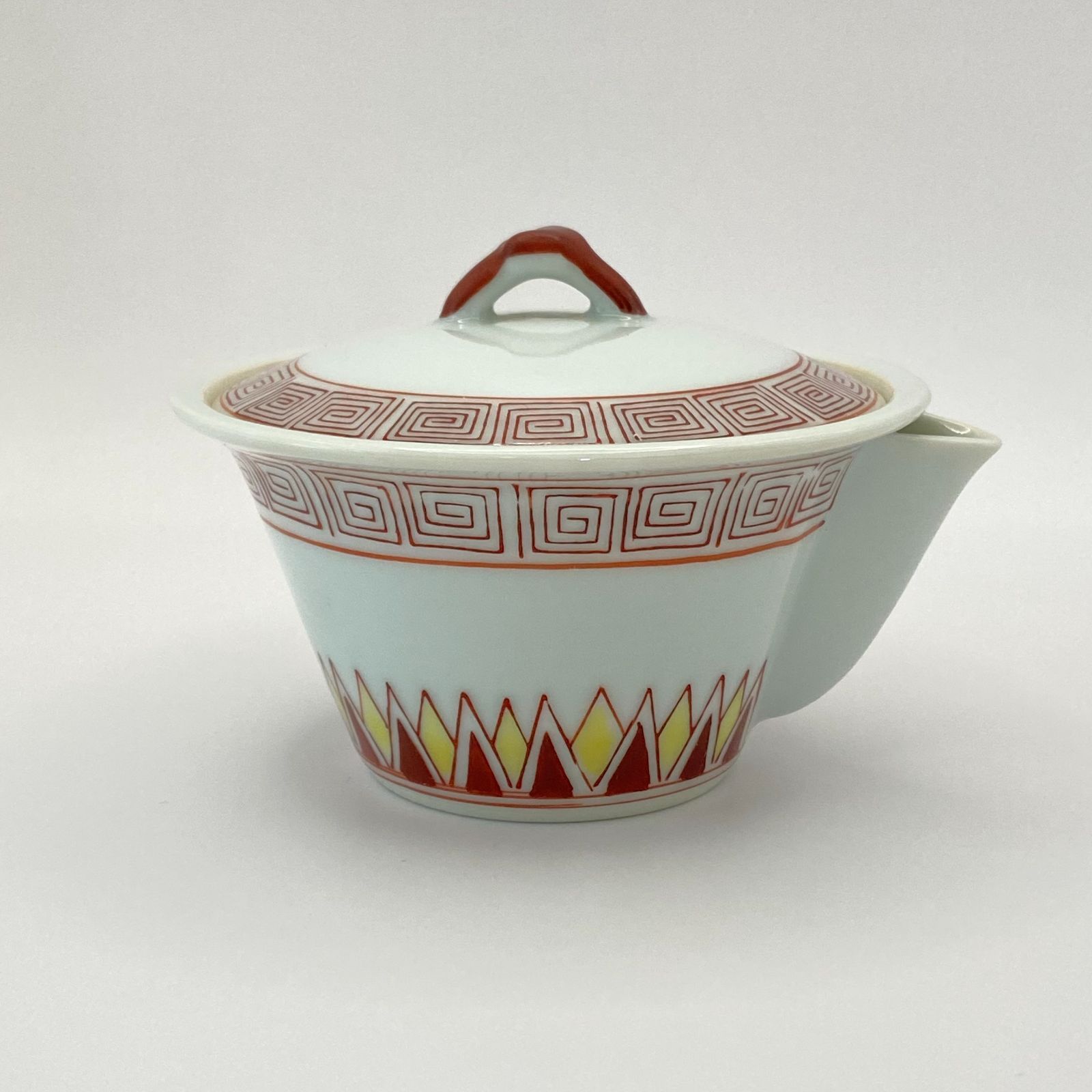 宝瓶急須 赤絵雷文 加藤和峰 紙箱入 煎茶道具 茶器 陶磁器 未