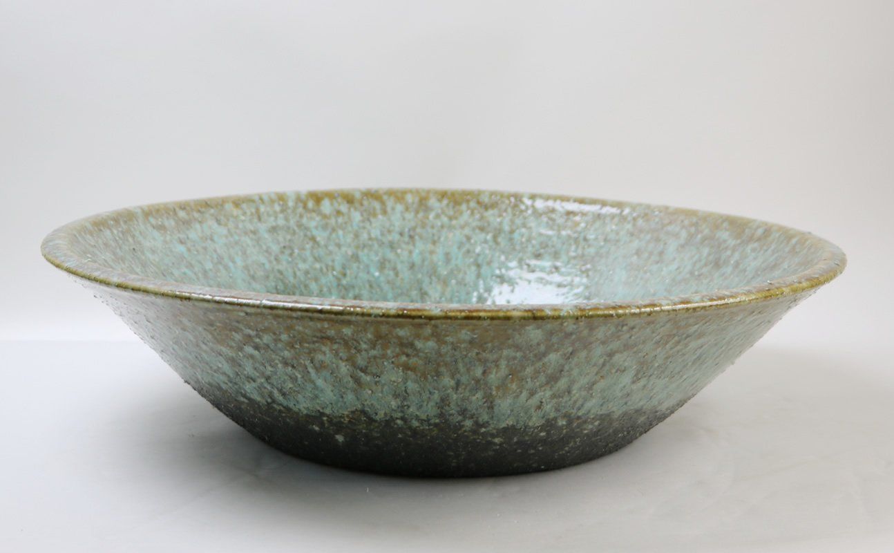  信楽焼 陶器 水鉢 メダカ鉢 金魚鉢 睡蓮鉢 18号緑古信楽浅型水鉢 su-0186 水鉢 睡蓮鉢 鉢 プランター