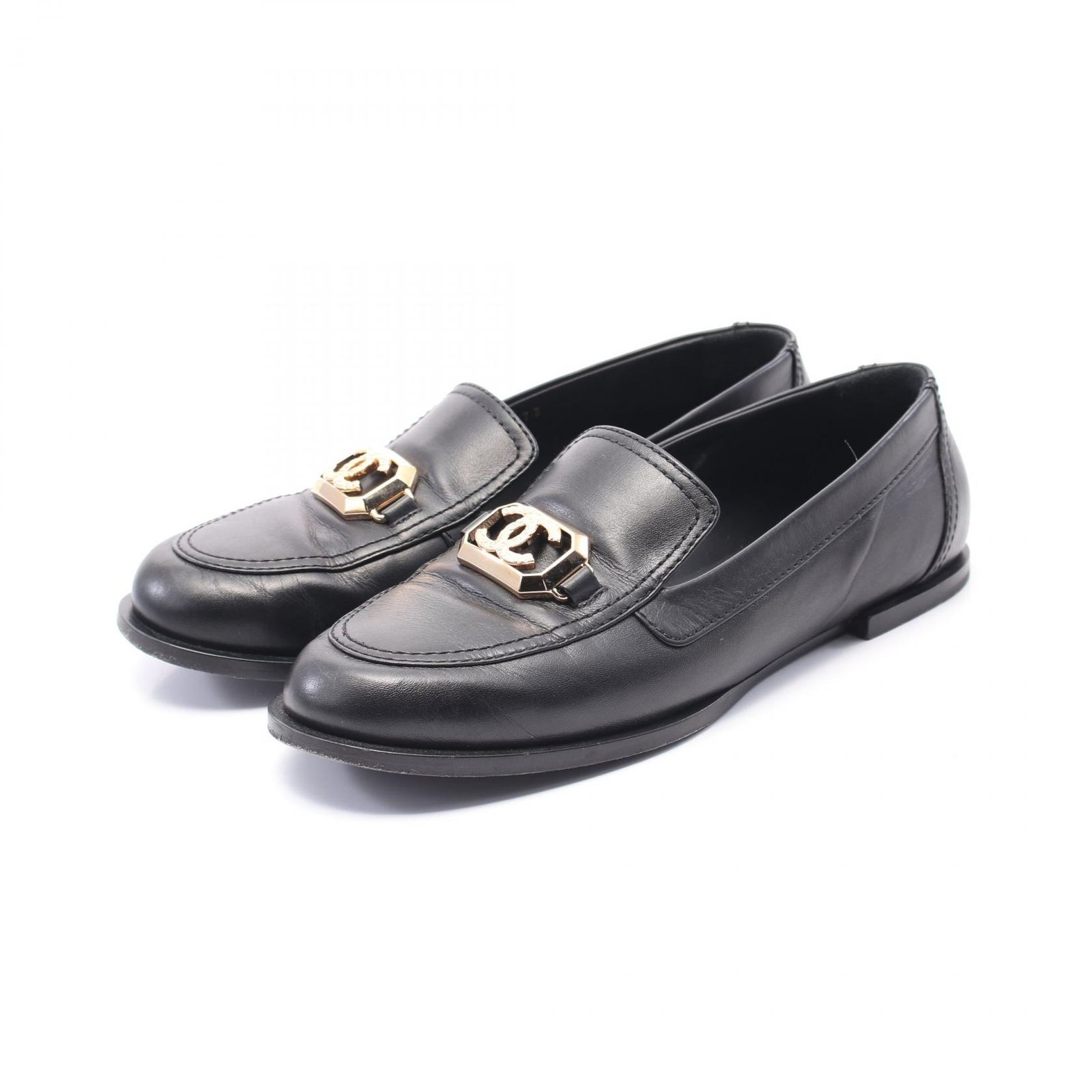 シャネル CHANEL ローファー ココマーク G45173 BK レザー ローファー レディース Used B