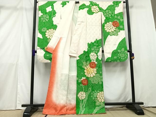 専用ページ振袖 正絹 金駒刺繍に絞り 素敵なデザイン 袷 広衿 k-8787 平和屋着物□豪華振袖 駒刺繍 絞り 枝花文 金彩 正絹 逸品