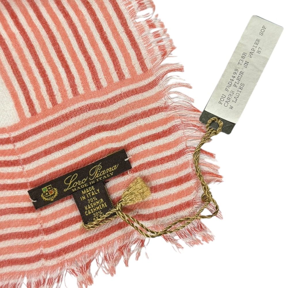 良品 Loro Piana ロロピアーナ カシミヤシルク 大判スカーフ レッド  