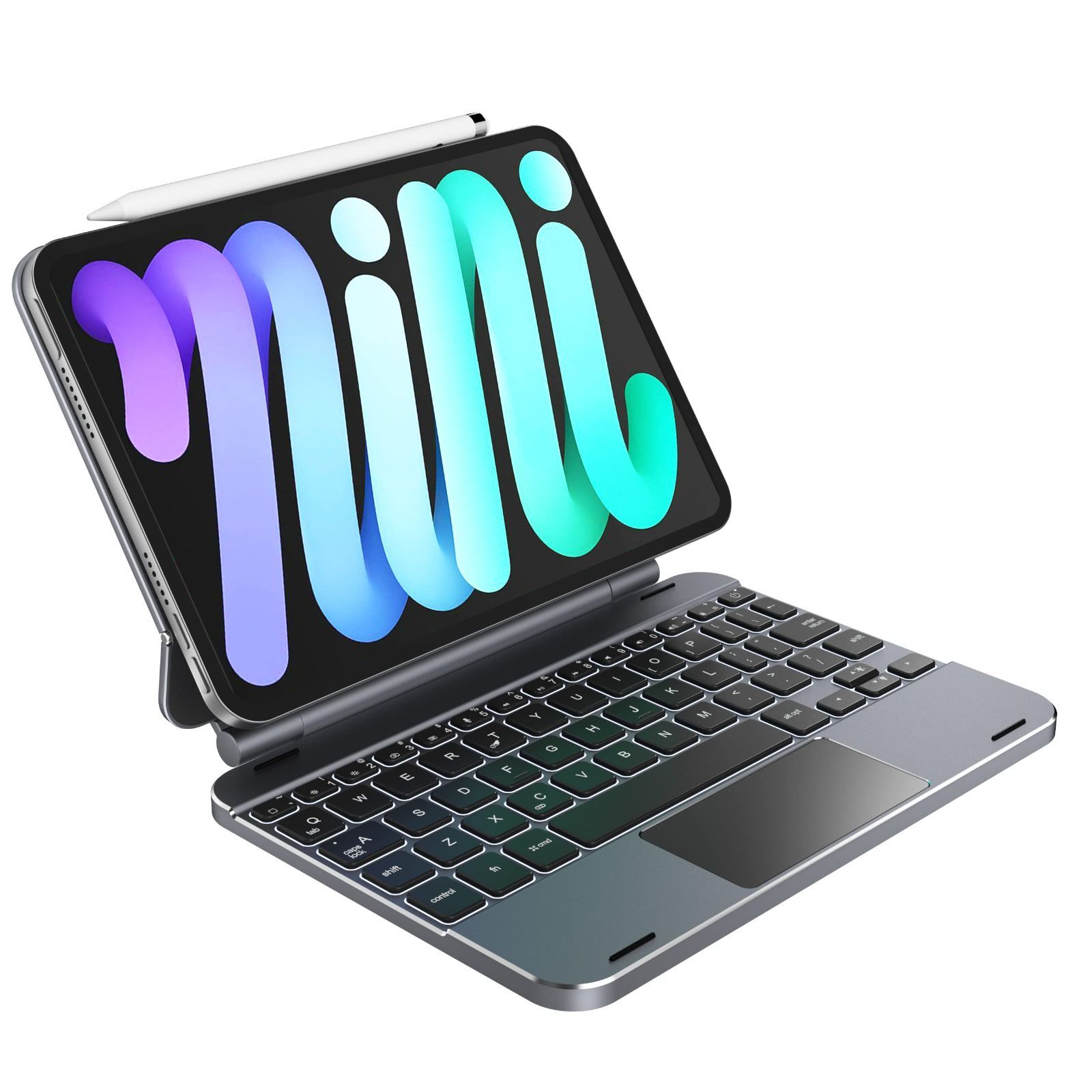 新着商品 キーボードケース 8.3インチ 6 第6世代 Mini 2021|7th 2025世代 - タッチパッド 7 ワイヤレスバックライトキーボード mini 磁気フローティングカンチレバースタンド 保護カバー iPad フォリオ doqo アルミニウム