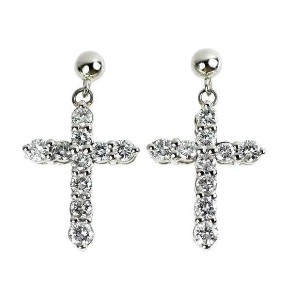 緊張感のある Pt900 ダイヤモンド ピアス 0.60ct クロス 【送料無料期間限定】