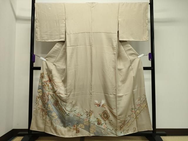 平和屋着物●豪華色留袖 駒刺繍 鳳凰花唐草文 暈し染め 金銀彩 三越扱い 正絹 ♥ CAAX5994gh