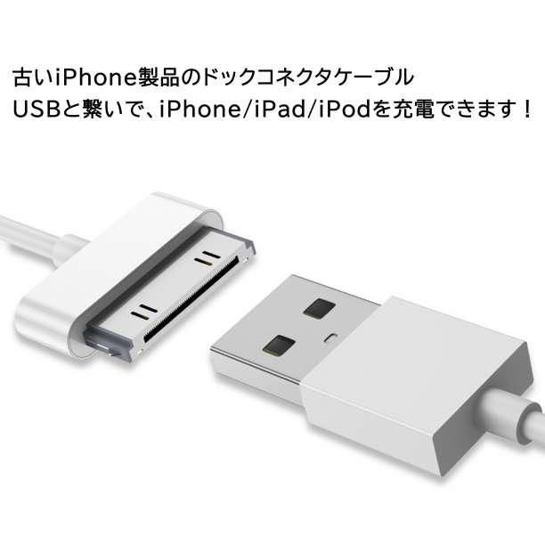 旧型 iPhone/iPad iPod 充電ケーブル USB 白 1m - メルカリ