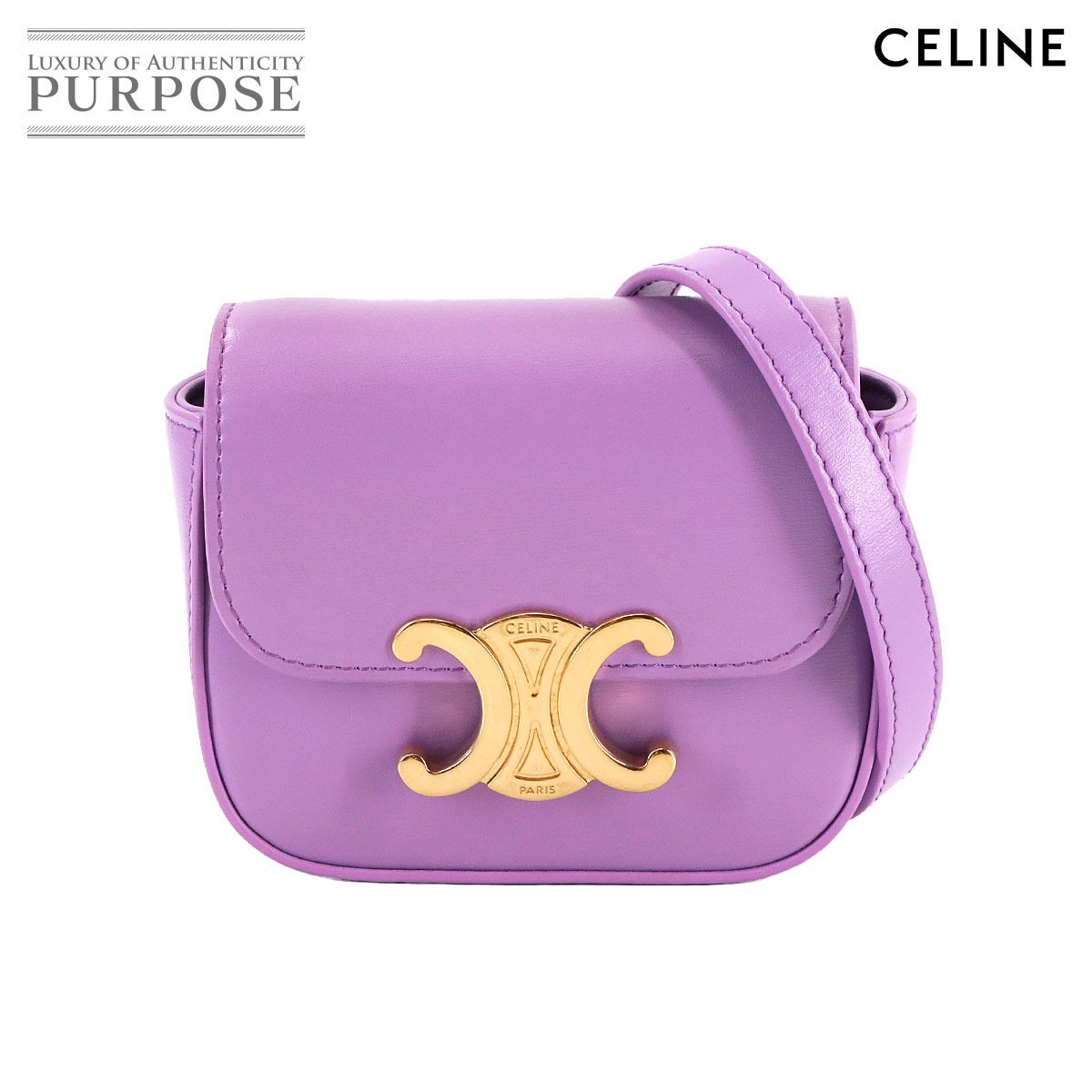 CELINE レザー トリオンフ ミニ バッグ ピンク【人気商品】★ CELINE セリーヌ トリオンフ チェーン ショルダーバッグ ピンク