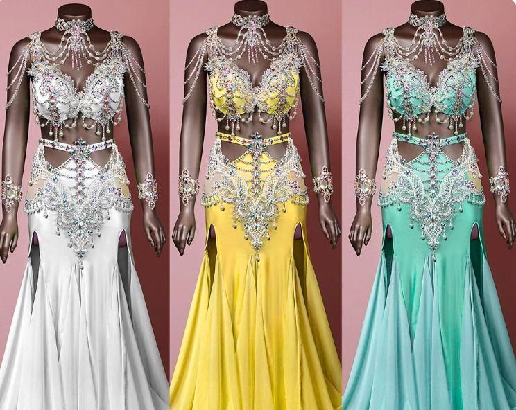 パンプス ベリーダンス衣装 セットアップ ブラスカート色変更可 豪華 オーダーメイド お手頃価格