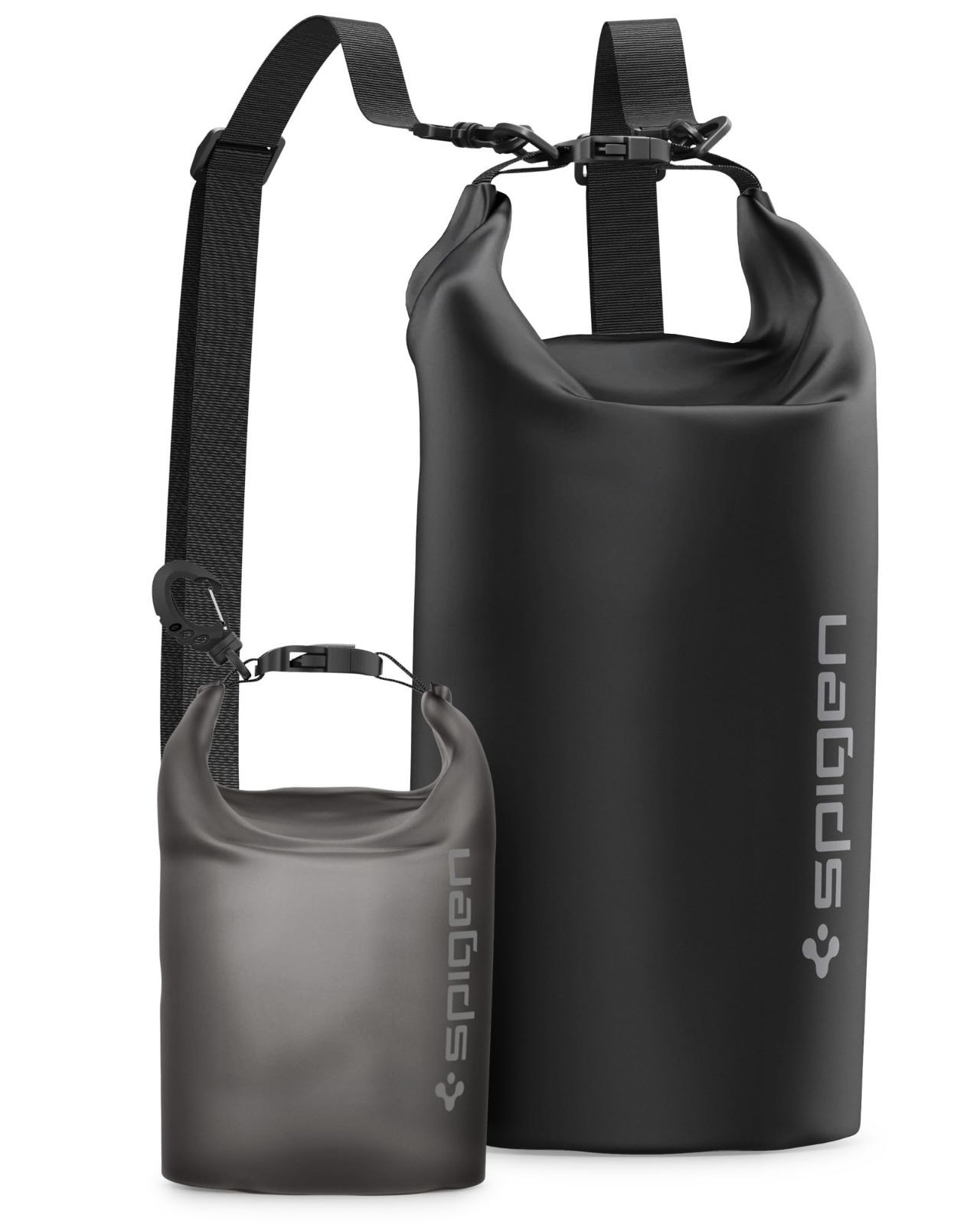 A630_ブラック Spigen 完全防水 バッグ ドライバッグ 20L / 2L 2個セット IPX6認証 リュック 防水バッグ 大容量 海 プール ダイビング スタッフバッグ ドラム型リュック PVC A630 AMP04534 (ブラック)