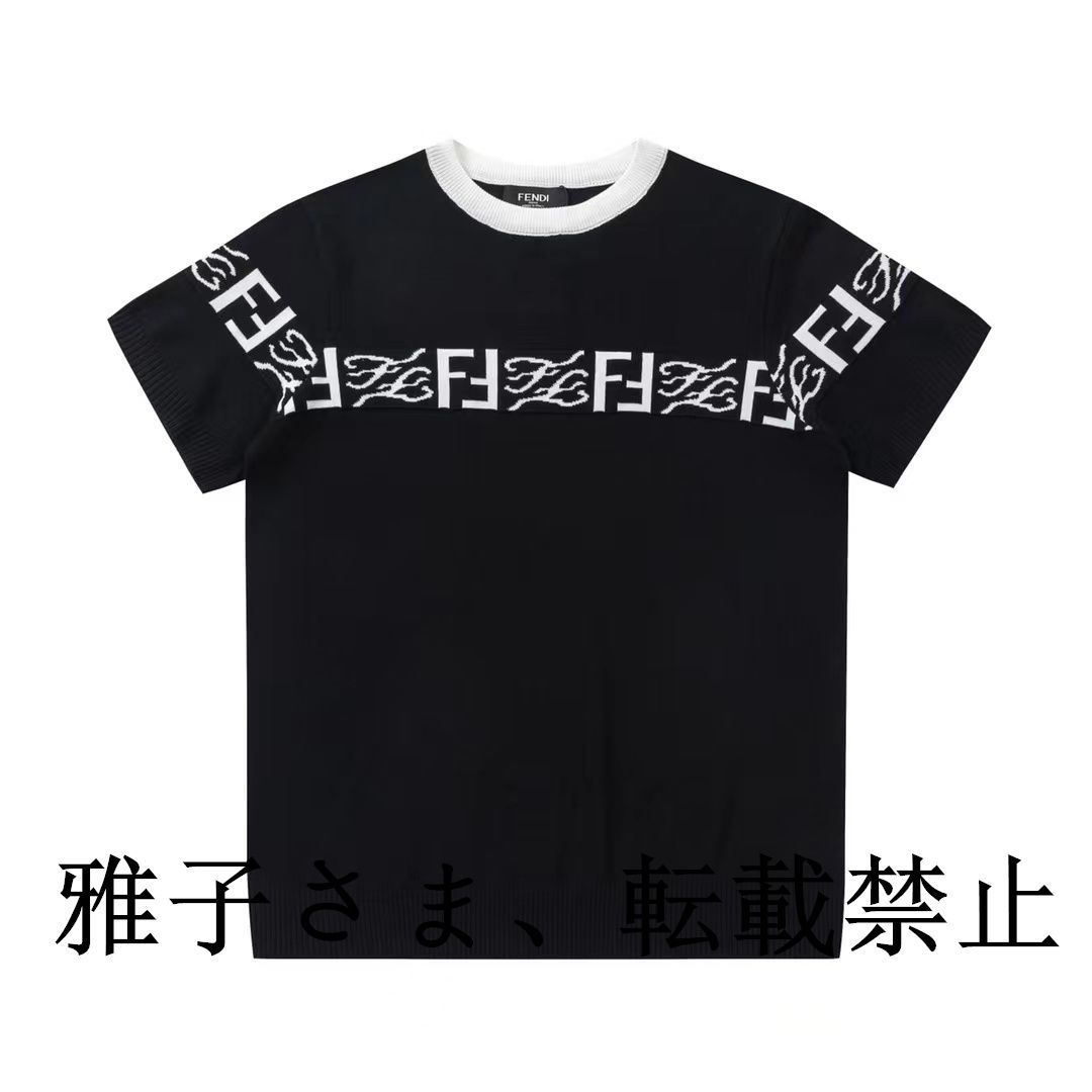 Fendi フェンディ【ブラック】Tシャツ L ニット半袖 丸首半袖 - メルカリ