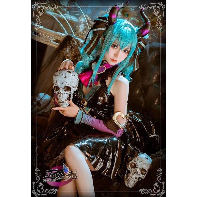 火花 ボーカロイド コスプレ 初音ミク 小悪魔 衣装 尻尾 角込み ウィッグ 靴 追加