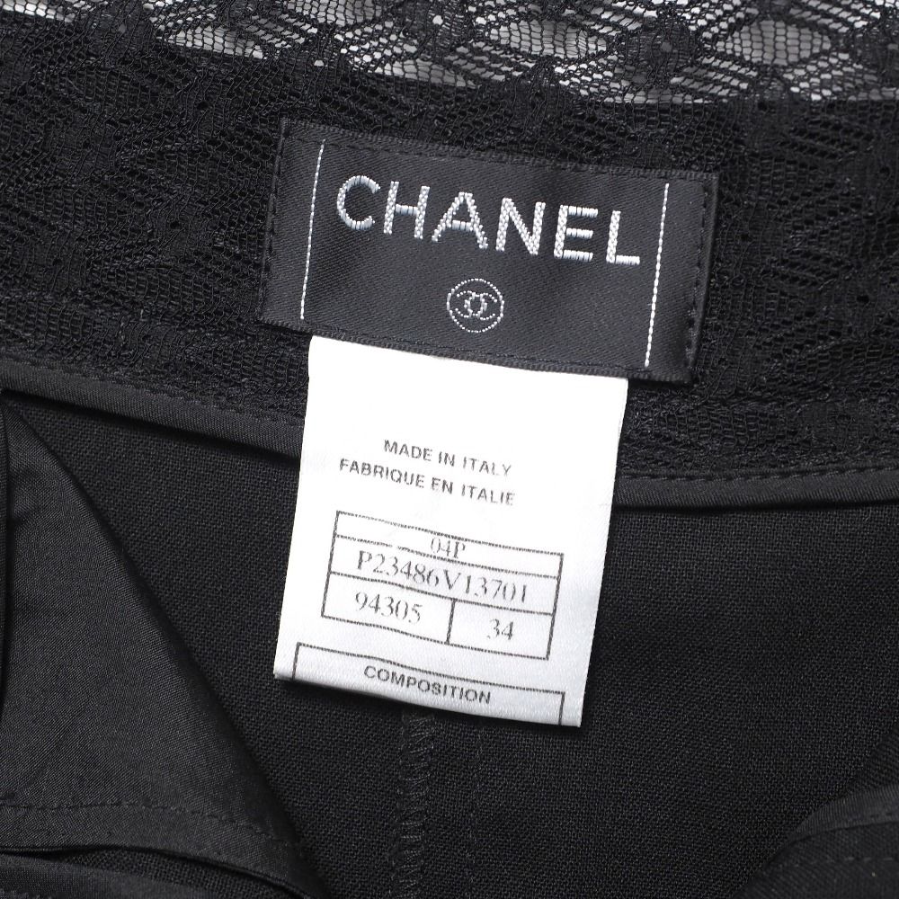 【美品】CHANEL シャネル レーススカート 膝丈 ブラック 34 □美品□CHANEL シャネル スカート サイズ34 04P レース
