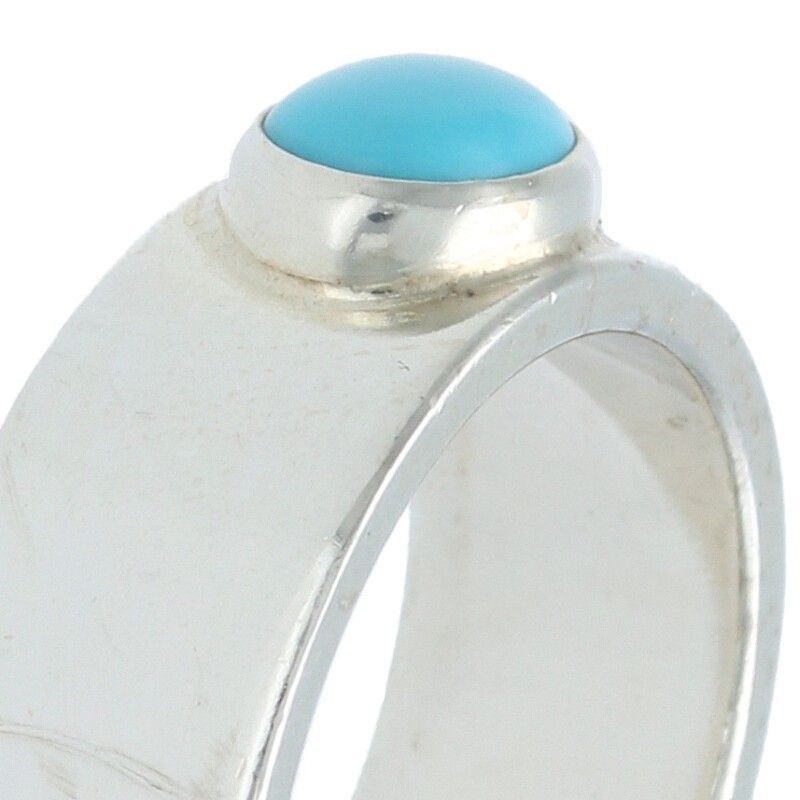 ゴローズ ターコイズ付き平打ち リング メンズ 17号 ゴローズ 平打ち