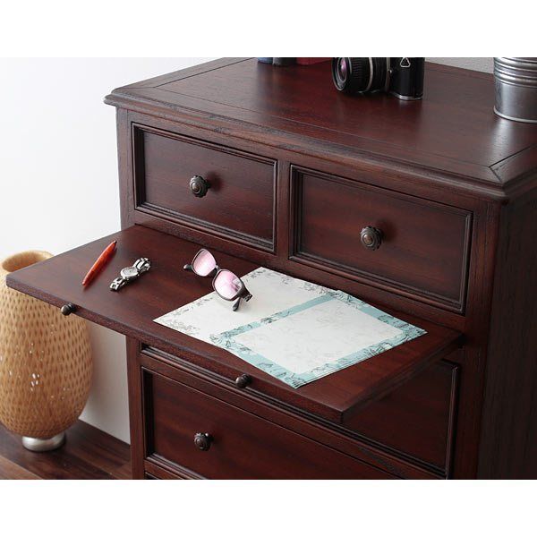 ４段チェスト シャルダン kr69121 スライドテーブル タンス 衣料収納 天然木 ネコ脚 アンティーク調 重厚 エレガント ブラウン 7723