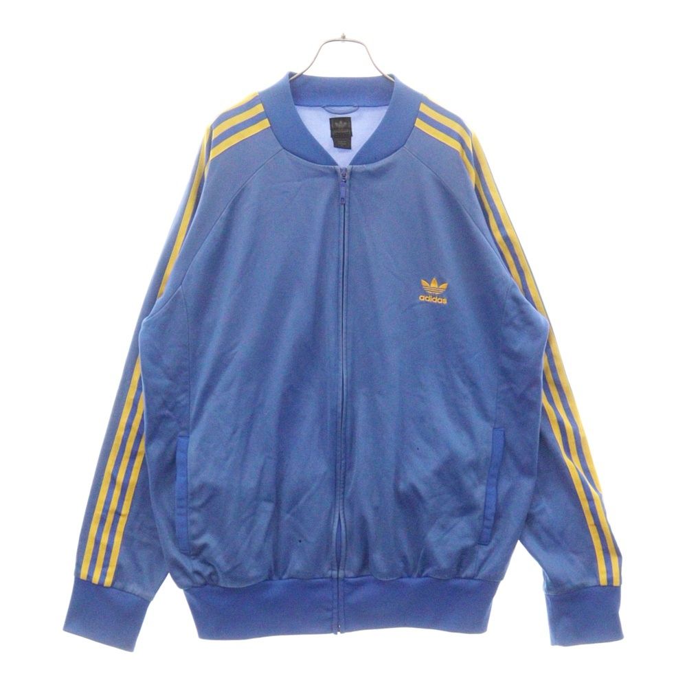 アディダス ジャージトラックジャケット80年代　ブルーLトレフォイルロゴ刺繍85 adidas アディダス トラックジャケット ジャージ ブルー 刺繍ロゴ 古着